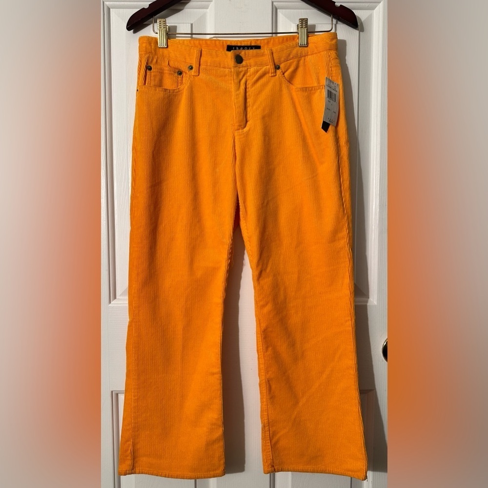 THEORY 6 VINTAGE Wilma Corduroy Straight Leg Crops Mid Rise FALL Autumn Gold